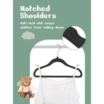 HOUSE DAY Velvet Baby Hangers 50 Pack, Premium Children's Hangers for Baby, Infant & Toddler Clothes, Durable Non Slip Baby Felt Hangers Black, 11 Inch Baby Hangers for Closet, Ideal for Everyday Use