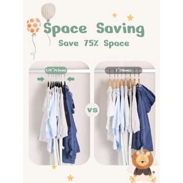 HOUSE DAY Velvet Baby Hangers 50 Pack, Premium Children's Hangers for Baby, Infant & Toddler Clothes, Durable Non Slip Baby Felt Hangers Black, 11 Inch Baby Hangers for Closet, Ideal for Everyday Use