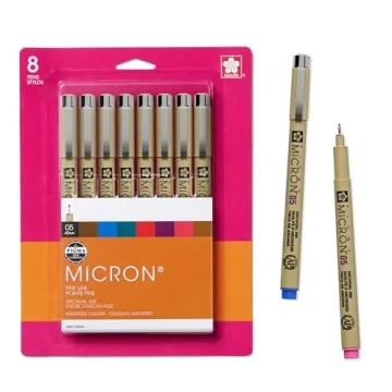 Sakura Pigma Micron Fineliner Pens - Archival Quality Colored Ink for Art Projects - 8 Pack - Holida...