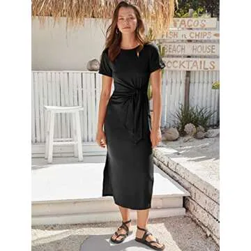 ANRABESS Women's 2025 Summer Maxi Tshirt Dress - Casual Slim Fit Beach Dress