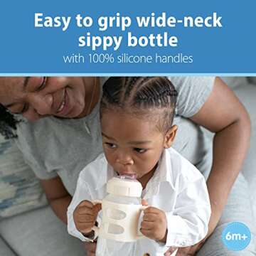 Dr. Brown's Milestones Wide-Neck Sippy Spout Bottle with 100% Silicone Handles, Easy-Grip Handles wi...