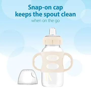 Dr. Brown's Milestones Wide-Neck Sippy Spout Bottle with 100% Silicone Handles, Easy-Grip Handles with Soft Sippy Spout, 9oz/270mL, Ecru, 1-Pack, 6m+