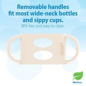 Dr. Brown's Milestones Wide-Neck Sippy Spout Bottle with 100% Silicone Handles, Easy-Grip Handles with Soft Sippy Spout, 9oz/270mL, Ecru, 1-Pack, 6m+
