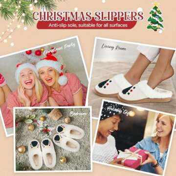 Cozy Cuffbow Christmas Slippers for Women and Men