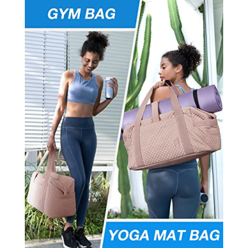 BAGSMART Large Gym Bag with Yoga Mat Buckle Travel Essential