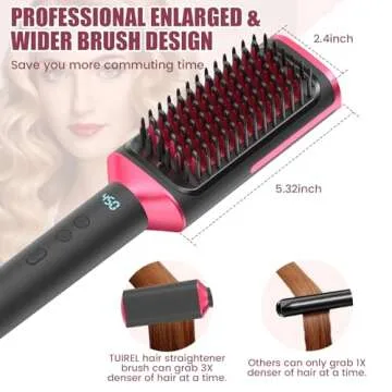 TUIREL Ionic Hair Straightener Brush with Dual Voltage