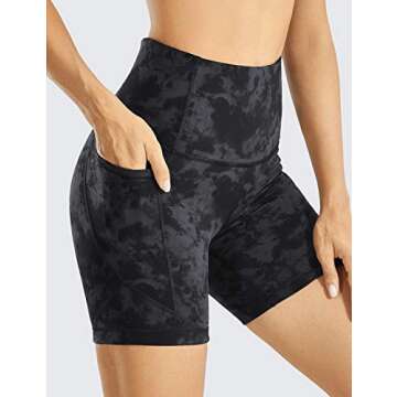 CRZ YOGA Women's Naked Feeling Biker Shorts - 5 Inches High Waisted Gym Running Compression Spandex ...