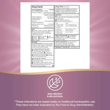 Nature's Way Cold + Flu Relief Syrup**, Umcka, Sore Throat, Cough, Congestion, Fever** , Body Aches**, Phenylephrine Free, Homeopathic, Non-Drowsy, Berry Flavored, 4 Fl Oz (Packaging May Vary)