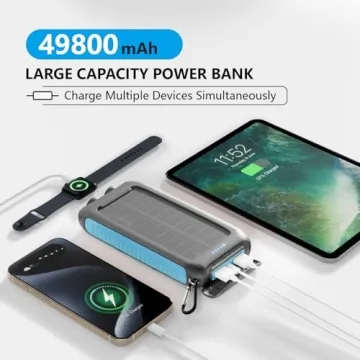Durecopow Solar Charger Power Bank 49800mAh - Portable, Fast Charging & Waterproof