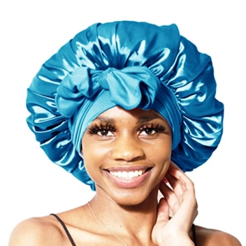 Silk Satin Hair Bonnet for Women - Aqua