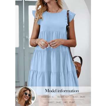 KIRUNDO Summer Dresses for Women 2025 Casual Sleeveless Ruffle Sleeve Round Neck Loose Short Flowy P...