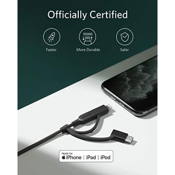 Versatile 3-in-1 Charging Cable for iPhone & Android