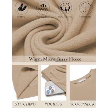 Ekouaer Pajamas for Women 2 Piece Lounge Set Long Sleeve Sleepwear Comfy Fuzzy Pjs Crew Neck Nightwe...