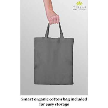 Tissaj Hotel Luxury Bed Sheets Set – Cal King – Smoke Gray – Organic Bedding – GOTS Approved – Premium Bed Linen – Sateen Weave – Extra Deep Pockets & Secure Fitting – with Carry Bag – Set of 4