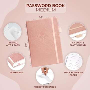 Clever Fox Password Book with alphabetical tabs. Internet Address Organizer Logbook. Medium Password...