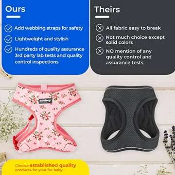 Blueberry Pet 5 Patterns Soft & Comfy Made Well Cute Floral No Pull Mesh Dog Harness Vest in Light B...