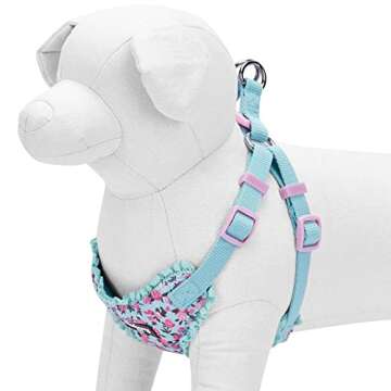 Blueberry Pet 5 Patterns Soft & Comfy Made Well Cute Floral No Pull Mesh Dog Harness Vest in Light Blue, Chest Girth 17.5"-21", Small, Adjustable Harnesses for Dogs
