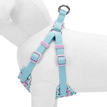 Blueberry Pet 5 Patterns Soft & Comfy Made Well Cute Floral No Pull Mesh Dog Harness Vest in Light Blue, Chest Girth 17.5"-21", Small, Adjustable Harnesses for Dogs