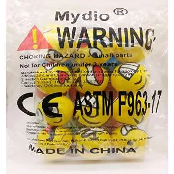 Mydio Set of 24 Stress Balls Stress Reliver Party Favor Soft PU Ball Assorted Colors Random Pattern Party Toys Kids Play Ball Tent Ball Toddler Ball 24 Pack