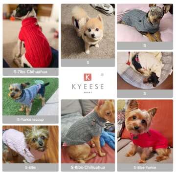 KYEESE Dog Sweaters Warm Dog Sweaters for Small Dogs Male Turtleneck Small Dog Sweater Knitwear Dog Coats Dog Clothes with Gingham Patchwork Pet Sweater for Fall Winter