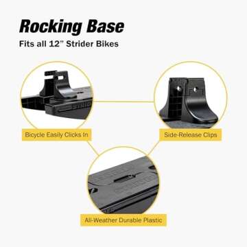 Strider 12” Sport Bike (Matte Gray) + Rocking Base - Helps Teach Baby How to Ride a Balance Bicycle - for Kids 6 Months to 4 Years - Easy Assembly & Adjustments