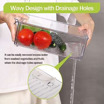 JUMAIPRO Refrigerator Organizer Bins with Lids, 10 Pack Stackable Fridge Organization, Clear Plastic Pantry Food Storage Bins, Vegetable Fruit Storage Containers for Kitchen, Cabinets, Fridge