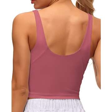 Dragon Fit Sports Bra for Women Longline Padded Bra Yoga Crop Tank Tops Fitness Workout Running Top (Medium, Rose Red)