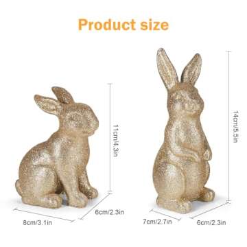 MicoSim Golden Powder Polyresin Bunny Easter Decor,Table Rabbit Easter Decorations,Spring Bunnies De...