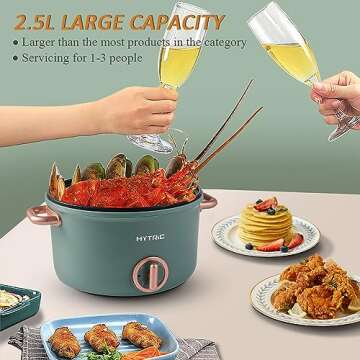 Hytric Hot Pot Electric: 2.5L Portable Skillet with Nonstick Coating