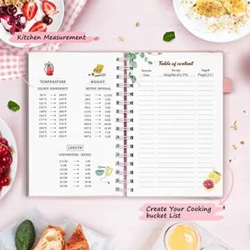 JUBTIC Blank Recipe Book to Write in Your Own Recipes 7" x 10" - Make Your Own Family Cookbook & Recipe Notebook Organizer, Empty Cooking Journal with Color Printing Paper and 2 Colorful Stickers for Family Recipes,Hold up to 120 Recipes - Pink