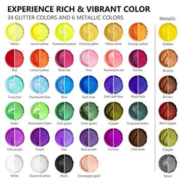 Mica Powder-40 Colors Glitter Pigment for Epoxy Resin, Soap Making Supplies, Lip Gloss, Candle Makin...