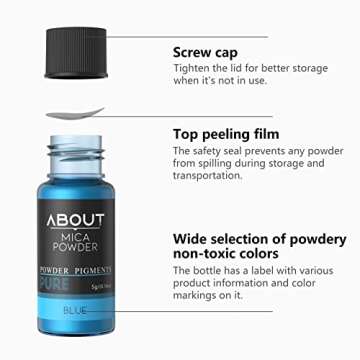 Mica Powder-40 Colors Glitter Pigment for Epoxy Resin, Soap Making Supplies, Lip Gloss, Candle Making Dye, Bath Bomb, Nail and Art Crafts, Cosmetic Grade Resin Color Pigment 5g/jar