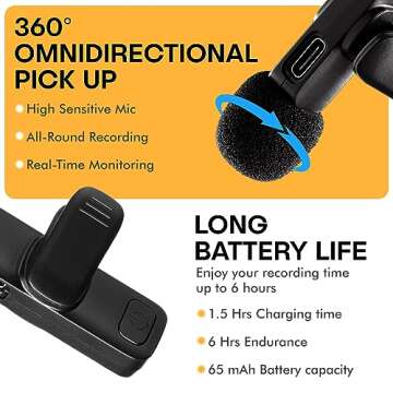 Internet Revolution Wireless Microphone for iPhone | Studio-Quality Mic for Vlogging, Podcasting, and More | Bluetooth Lavalier Mic 2 Pack | Mini Mics for YouTube Sensation | Wireless iPhone Mic