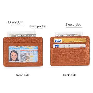 EASTNIGHTS Credit Card Holder Slim Wallet Leather Minimalist Wallet with ID Window (brown)