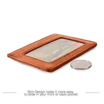 EASTNIGHTS Minimalist Leather Slim Wallet with ID Window