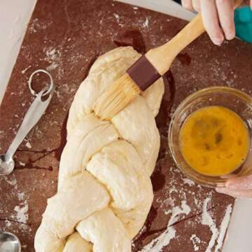 Boao 4 Pieces Pastry Brushes Baking Basting Brush with Natural Bristle Wooden Handle for BBQ Oil Butter Egg Food Cooking Kitchen Culinary Utensil(1 Inch, 1 1/2 Inch)