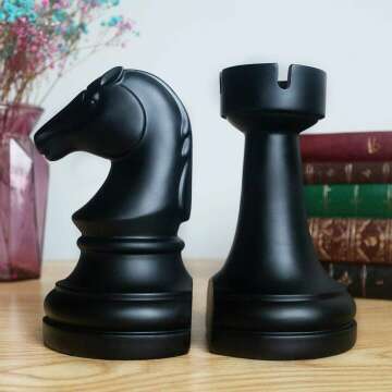 Black Chess Decorative Bookends for Home & Office