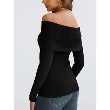 LILLUSORY Women's Off-Shoulder Sweater Cozy Winter Fashion