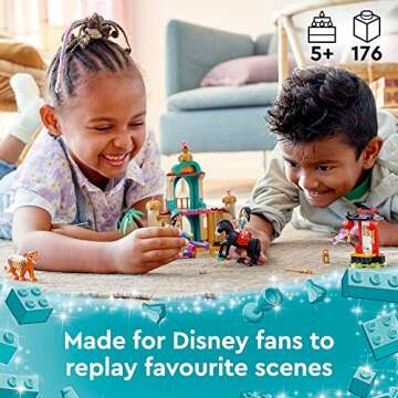 LEGO Disney Princess Jasmine and Mulan Adventure 43208 Palace Set, Aladdin & Mulan Buildable Toy wit...