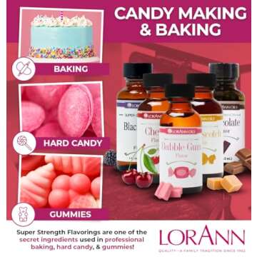 LorAnn Oils Super Strength Flavoring - Used For Candy Making, Flavoring Extracts, Baking, Hard Candy, and Flavor Oils - Bold, Natural Flavors 4X Stronger Than Extracts - Bubble Gum, 1 fl oz