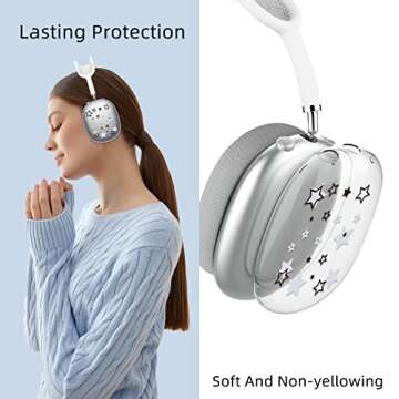 AIIEKZ Case Cover for AirPods Max, Painted Soft TPU Anti-Scratch Protective Ear Cups Case for Apple Airpods Max Headphones (Stars)