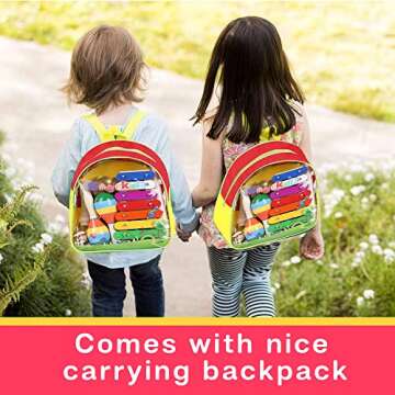 Smarkids Toddler Musical Instruments Toys Premium Accurately Tuned Percussion Musical Instruments for Kids Children Educational Toy Set for Boys& Girls with Xylophone Flute Tambourine Maraca Backpack