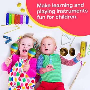 Smarkids Toddler Musical Instruments Toys Premium Accurately Tuned Percussion Musical Instruments for Kids Children Educational Toy Set for Boys& Girls with Xylophone Flute Tambourine Maraca Backpack