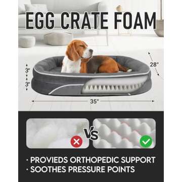OhGeni Orthopedic Dog Bed Couch for Large Sized Pets with Egg Foam Support, Four-Sided Bolster Cushi...