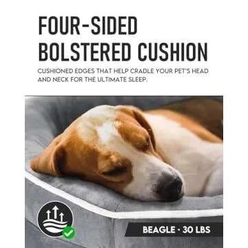 OhGeni Orthopedic Dog Bed Couch for Large Sized Pets with Egg Foam Support, Four-Sided Bolster Cushions, Soft Tear-Resistant Fabric, and Removable Machine Washable Plush Cover 35-Inch (Gray)