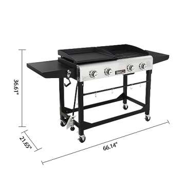Royal Gourmet GD401C 4-Burner Propane Gas Grill and Griddle Combo with Cover, Griddle Grill Combo wi...