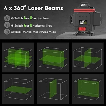 Precision Green Laser Level 4x360° for DIY & Construction