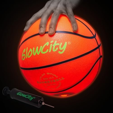GlowCity Glow in The Dark Basketball for Teen Boy - Glowing Red Basket Ball, Light Up LED Toy for Ni...
