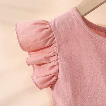 Toddler Baby Girl Dress Summer Cotton Linen Ruffle Halter Sleeveless Kids Casual Beach Party Dresses 2-7 Years (Pink-1, 4-5T, 4_Years)