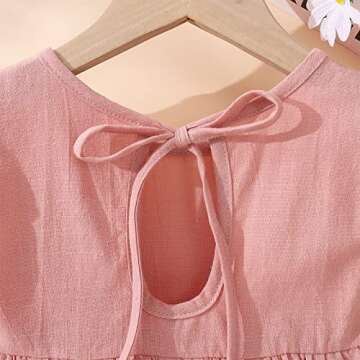 Toddler Baby Girl Dress Summer Cotton Linen Ruffle Halter Sleeveless Kids Casual Beach Party Dresses 2-7 Years (Pink-1, 4-5T, 4_Years)